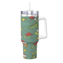 Grin-Ch Personalized 40oz Tumbler with Handle & Straw - Stainless Steel Travel Coffee Cup with Lid - Compatible with X, Ideal Gift for Women, Girls,