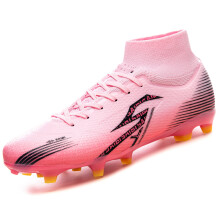 (Red, 36) Premium Unisex High-Top Soccer Cleats TF/FG, Breathable Anti-Slip Ultra-Durable Football Shoes, Multiple Colors Available