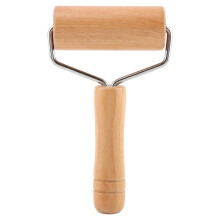 Wood Rolling Pin for Dough and Pastry with Ergonomic Handle, Non Stick Natural Wood Roller