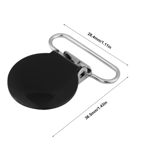 Black 25mm Round Suspender Clips for DIY Pacifier Holder Straps 10 Pack 1