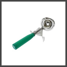 #12 Stainless Steel Disher 22/3 oz Green Handle Ice Cream Scoop with Easy Thumb Press NSF Certified