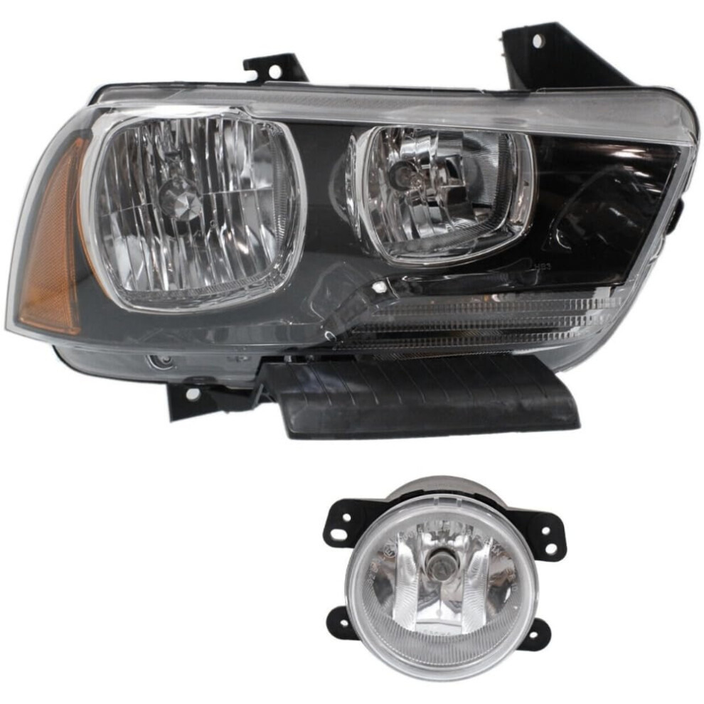 Head Assembly With Fog Right Side Passenger Replacement For 20112014 Dodge Charger Light 9070919166563