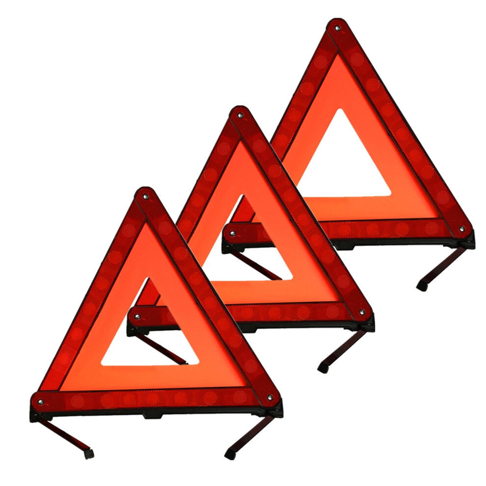 3 Pack Emergency Warning Triangle Kit With Daynight Visibility And Foldable Stable Legs 9174973140016