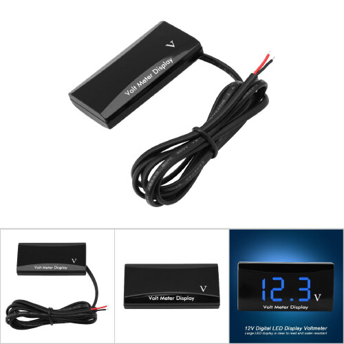 12V Digital LED Car Motorcycle Voltmeter Blue, 57*29*11mm 2