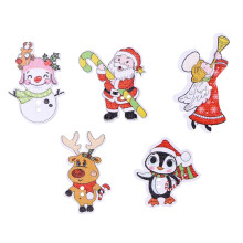 50Pcs Wood Buttons Mixed Christmas Tree Elk Snowman Santa Claus Bell DIY Wood Buttons Embellishments for Christmas Clothes Craft