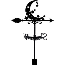 Moon Stars Wind Vane Metal Weather Vanes for Yard Roof Garden Direction Sign Wrought Iron Wind Vane Outdoor Farmhouse Decoration