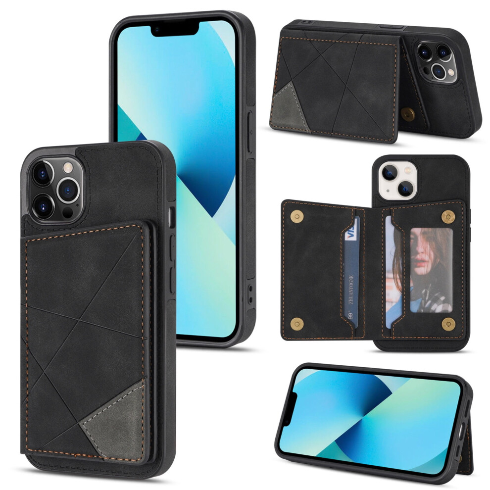 Wallet Card Protective Phone Case Compatible With Iphone 16 Pro 2024 6.1 Inch, Hybrid Pu Leather Tpu Shockproof Cover With Card Slot & Stand 9389440600393