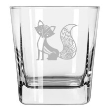 12 oz Square Base Rocks Whiskey Double Old Fashioned Glass Fancy Fox