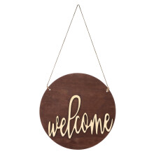 Rustic Wooden Welcome Sign 1pc, Round Farmhouse Hanging Plaque Pendant Chic Door Hanging Decor Door Pendant Wall Pendant- 29x29cm
