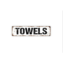 (Aluminum metal) Towels Sign Swimming Pool Shower Bathroom Beach Rustic Metal Street Sign or Door Name Plate Plaque Size: 4 x 16 Inch