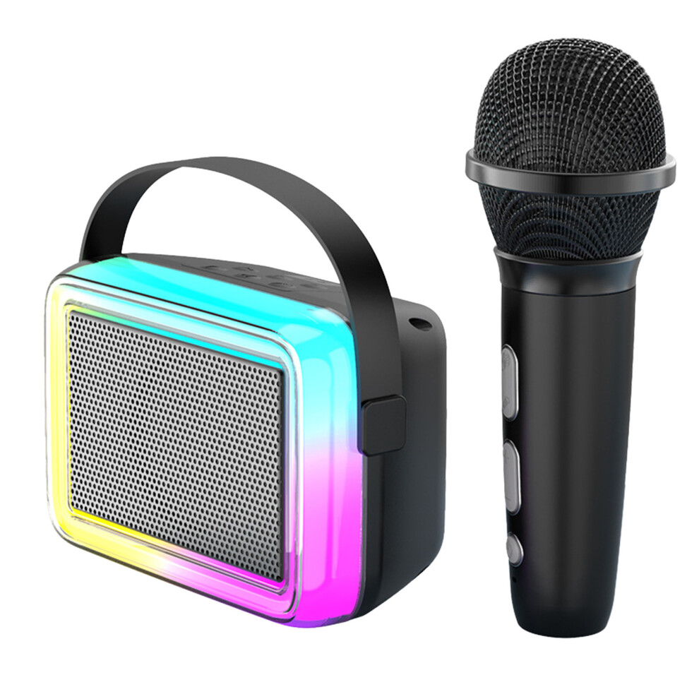 Paveos Portable Bluetooth 5.3 Speaker 10W With Mic, Colorful Lights, 4000Mah Battery, Compatible With Ktv, Camping, Outdoor - Black 9389440737785