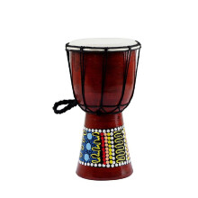 5 Inch Traditional African for Bongo Congo Djembe Drum Classic Wooden Colorful Painting Faux Goatskin Musical Instrument