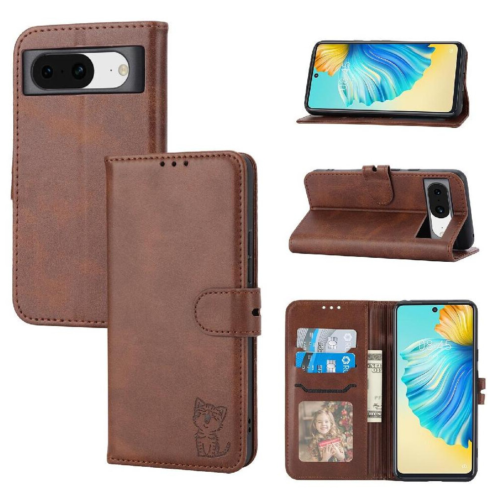 Wallet Case For Google Pixel 8 All Round Protection Kickstand Magnetic Closure Card Holder Embossed 9389440738270