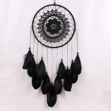 Puntoco Clearance Handmade Lace Dream Cher Feather Bead Hanging Decoration Ornament Gift Black Black