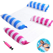 Pool Hammock Float Chair 2 Pack Pink and Blue, Foldable Oxford Cloth Lounger with Cup Holders for Adults