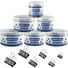 210 pcs Binder Clips Assorted Sizes - X Large to Micro Metal Paper Clamps, Black Bulk Pack for Office, Home, School Supplies