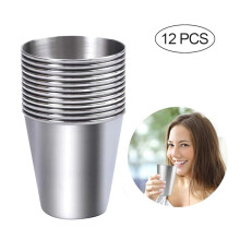 HAOAN 12pcs Stainless Steel Shot Glasses 45ml (1.5oz) Shatterproof Metal Drinking Cups for Kids & Adults