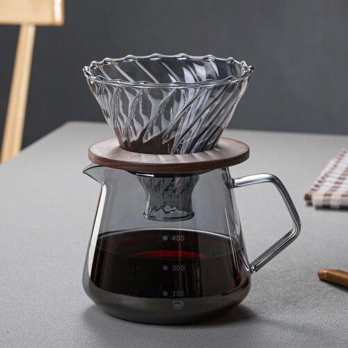 Glass Coffee Brewing Set with Precise Brewing Control and Sediment Filter Glass Pot