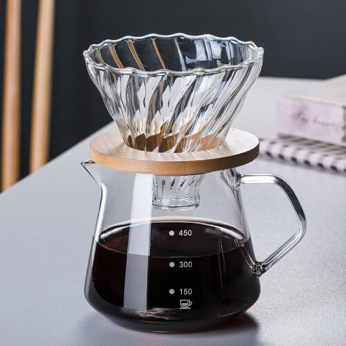 Glass Coffee Brewing Set with Precise Brewing Control and Sediment Filter Glass Pot 2