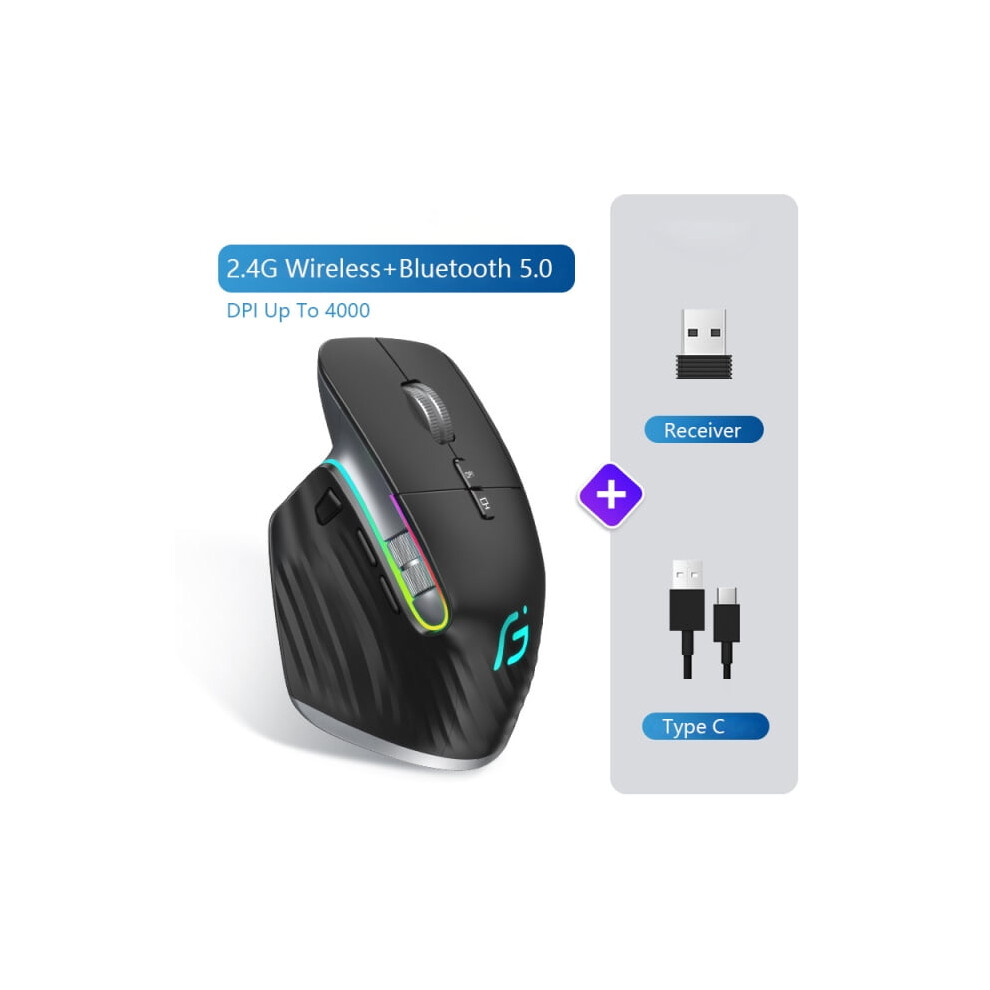 Wireless Mouse Bluetooth 5.0 & 3.0 Mouse 2.4G Wireless Portable Optical Mouse Ergonomic Right Hand Computer Mice 9389440743298