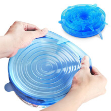 6pcs Silicone Stretch Food Covers, BPA-Free, Reusable & Durable, Eco-Friendly Bowl Lids, Blue, compatible with various bowls