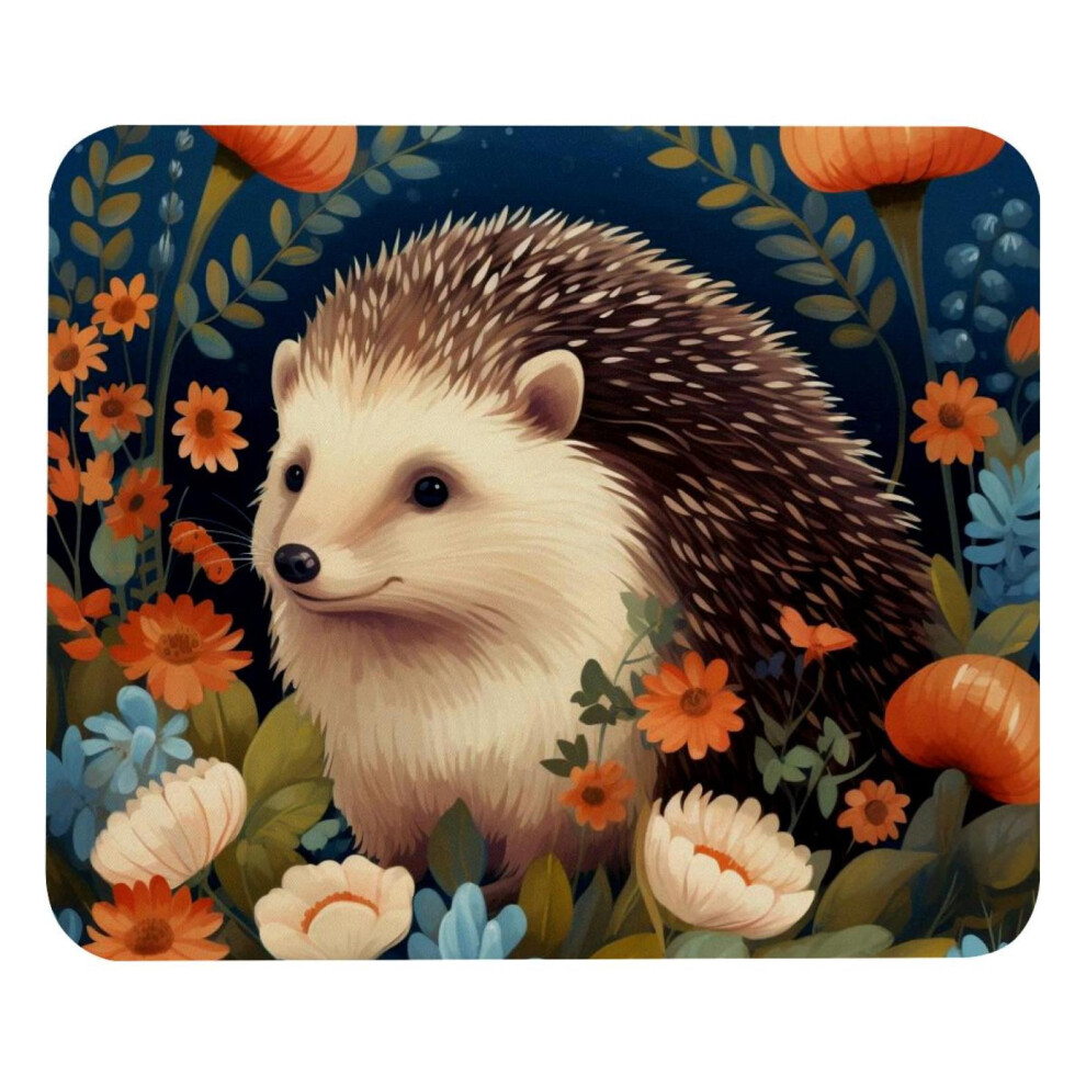 Lovely Hedgehog Mouse Pad With Non-Slip Rubber Base, Square Design For Laptop, Writing, Gaming - 8.3'' X 9.8'' 9110895434253