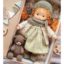 Handmade Waldorf Doll, Handmade Knitted Doll Handmade Plush Doll, Christmas Waldorf Doll, Christmas Birthday Gift Girls Style 18