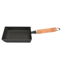 Leinggg Frying Pan - Mini Frying Pan Iron Omelette Pot Tamagoyaki Wooden Handle