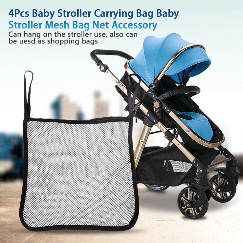 4 Pack Baby Stroller Mesh Carrying Bags Durable Net Storage Accessory Black