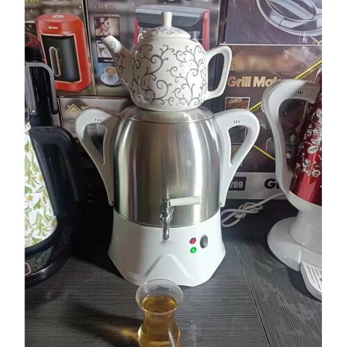 Electric Turkish Tea Maker 3L Stainless Steel Kettle with 1L Ceramic Teapot and Keep Warm Function 2