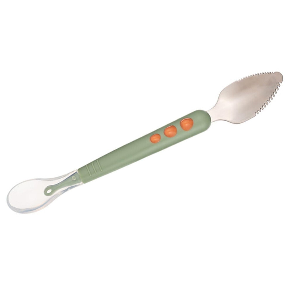 Silicone Baby Feeding Spoon Dualended Soft Tip Puree Scraper Ergonomic Grip Light/Green