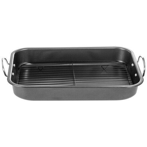Roasting Ran With Flat Rack - 15 1/2" X 11 1/2" Roaster Pan Set 2