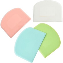4 Pcs Dough Scraper 11.9x9.4cm, Plastic Pastry Cutter, Bowl Scrapers for Bread & Pastry, Multi-Color Set (Green+White+Blue+Pink)