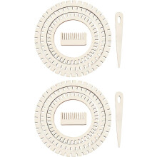 2 Sets 3 Size Wooden Weaving Looms Kit Wooden Mini Weaving Looms Round Weaving Looms Kit with Weaving Needle and Comb Knitting Looms