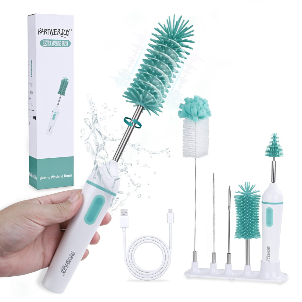 Electric Bottle Brush Kit Rechargeable 360 Dual Rotation 2Speed Baby Bottle Cleaner with Accessories