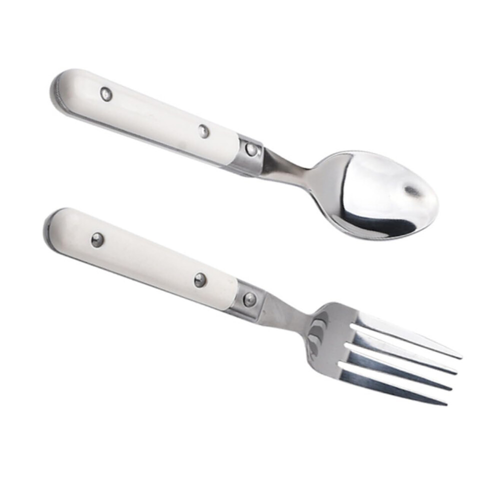 Kids Stainless Steel Cutlery with Ergonomic Cartoon Grip, Toddler Fork and Spoon Set, Safe Rounded Edges