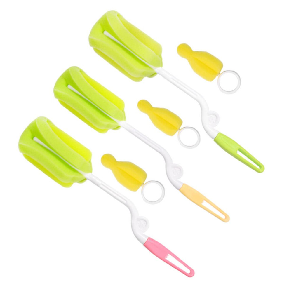 Baby Bottle and Pacifier Brush Set with 360 Rotation Handle and Gentle Sponge Heads