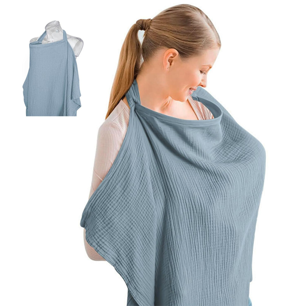 Muslin Cotton Nursing Cover with Adjustable Strap, Breathable Breastfeeding Privacy for Car Seat and Stroller