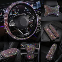 windfall Luxury Rhinestones Crystal Colorful Car Seat Belt Cover Pad Steering Wheel Cover Auto Interior Accessories