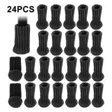 24pcs Knitted Chair Leg Socks Furniture Floor Protector Covers Black
