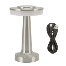 YUMILI LED Table Lamp, Portable Retro Touch Control 3 Levels Color Temperature Rechargeable Table Lamp Night Light for Hotel(Silver)