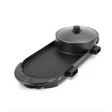 Electric Hot Pot Grill 2 in 1 Korean BBQ with Dual Temperature Control NonStick Easy Clean