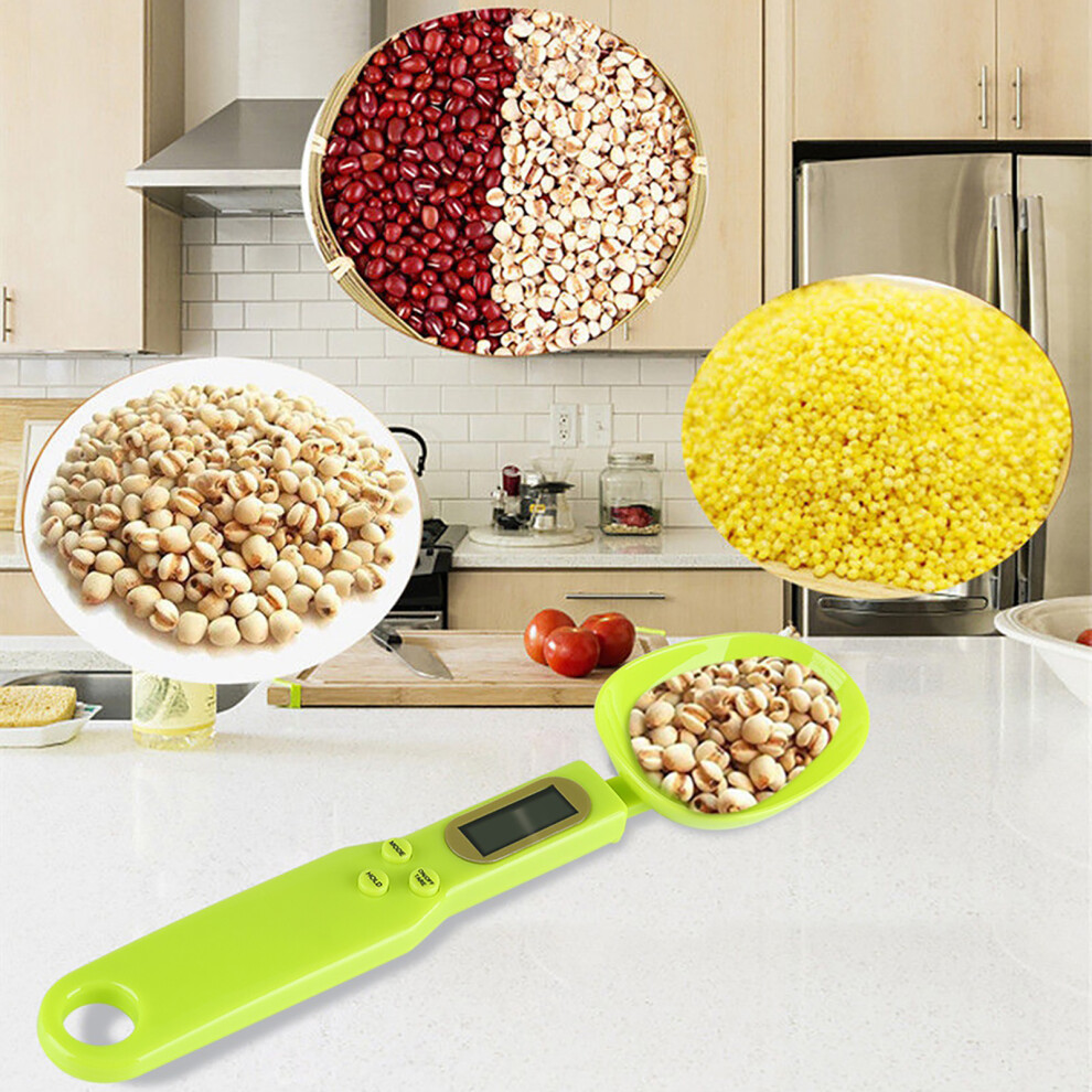 Portable 500G/0.1G Lcd Digital Kitchen Food Scale With Measuring Spoons (Green) Green