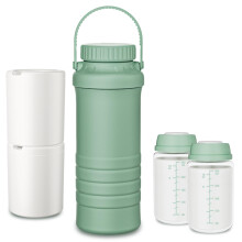 22oz Breast Milk Cooler with 360 Surround Cooling, Travel Breastmilk Storage Chiller with 2 Bottles