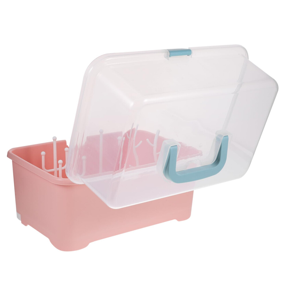 Baby Bottle Drying Rack and Storage Box, Large Capacity Dustproof Organizer for Feeding Utensils