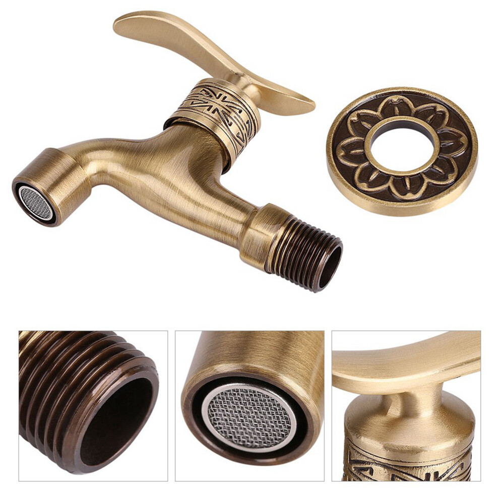 Antique Brass Wall Mount Laundry Cold Water Tap, G1/2 Thread, 11X9cm 7641382815696