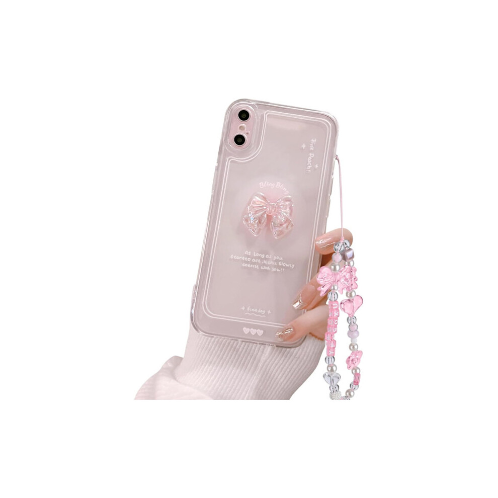 Compatible With Iphone Case, Cute 3D Bowknot Slim Transparent Glitter Protective Aesthetic Design For Women Girls - Compatible With Iphone Xs Pink 9389440749610