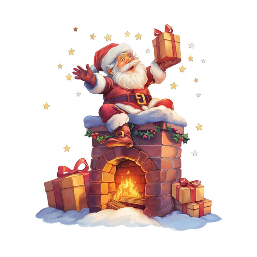Santa Claus Living Room Holiday Party Wall Decoration Wall Stickers 9389440750326