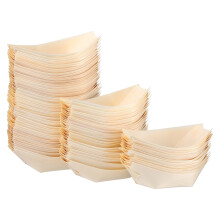 Disposable Plates Sushi Wood Boat Paper Food Trays Bamboo Wooden Bulk Boats Wedding 100 Pcs