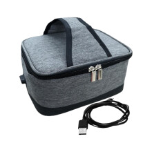 USB Food Warmer Thermal Bag, Electric Heated Lunch Box, Lunch Heater Tote, Meal Reheating, Food Heating Bag, Lunch Box for Picnic , Gray
